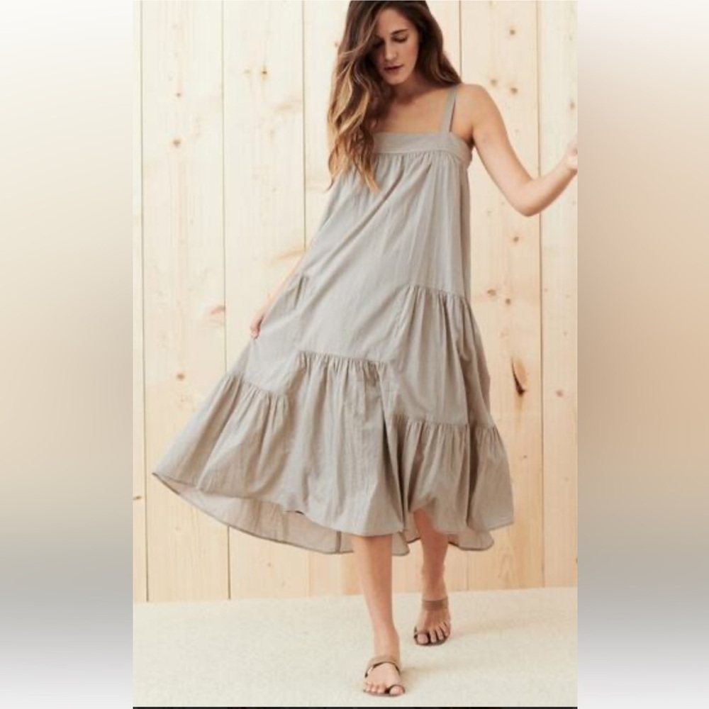 New! Jenni Kayne willow summer cotton /linen Dress in taupe gray.